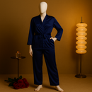 Flourish Satin Robe Nightwear Set – Elegant Black 2-Piece Loungewear with Waist Belt