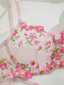 Flourish Non-Padded Floral Wired Bra & Panty Set –Embroidered Sheer Lingerie