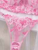 Flourish Non-Padded Floral Wired Bra & Panty Set –Embroidered Sheer Lingerie