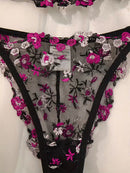 Flourish Non-Padded Floral Wired Bra & Panty Set –Embroidered Sheer Lingerie